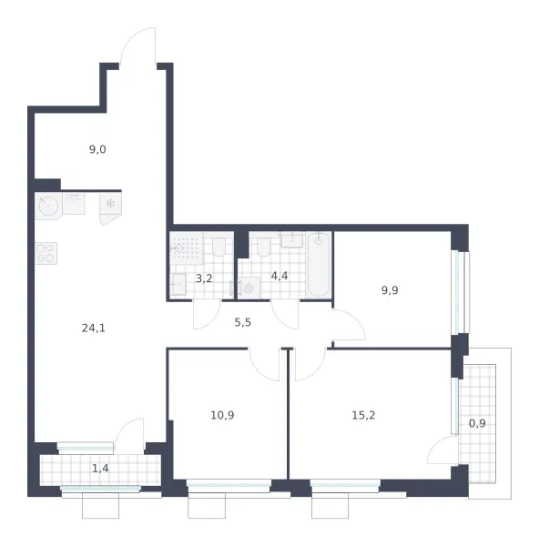 3-комн. 84.5 м²