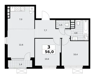 56 м² — планировка