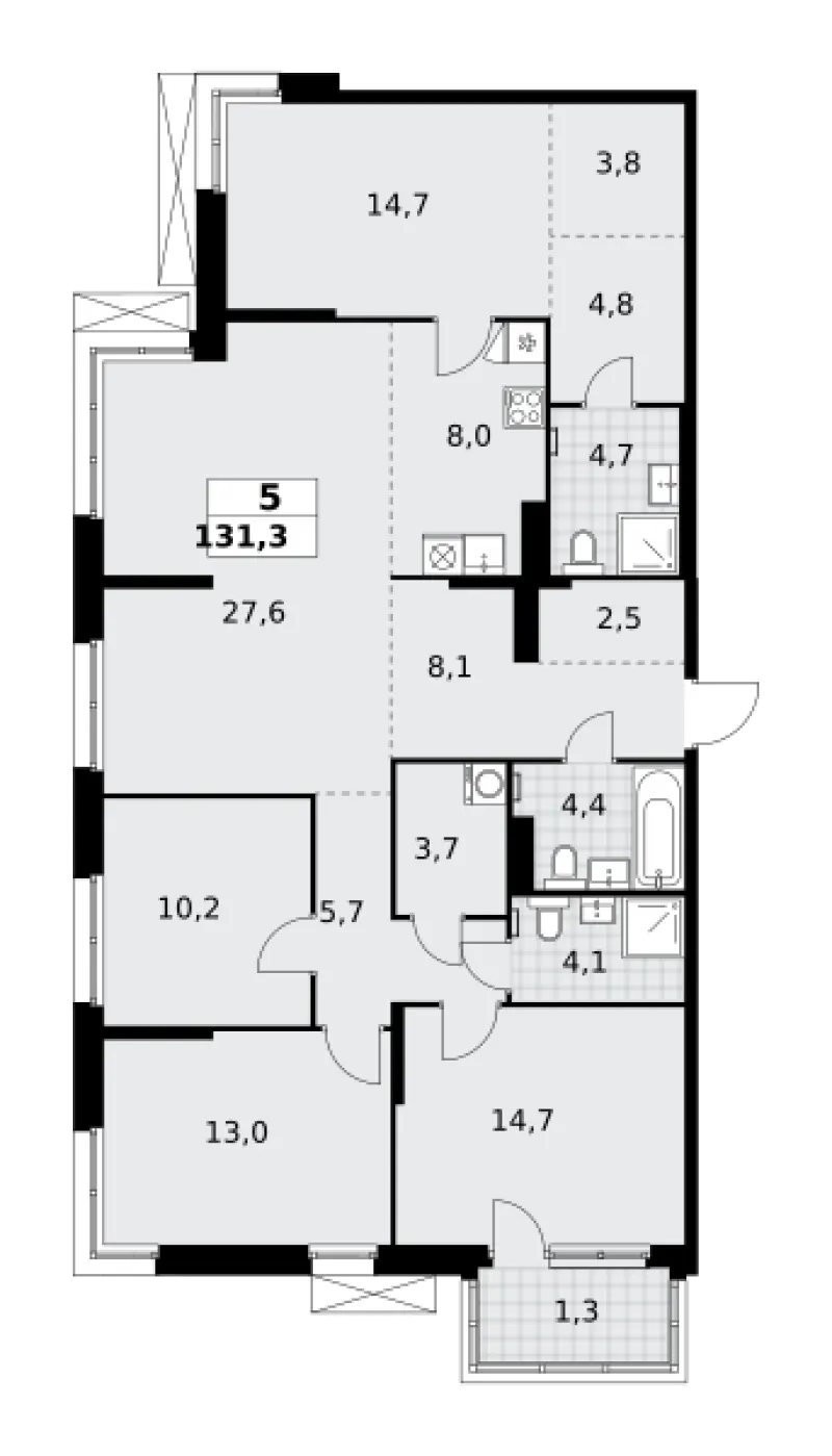 5-комн. 131.3 м²