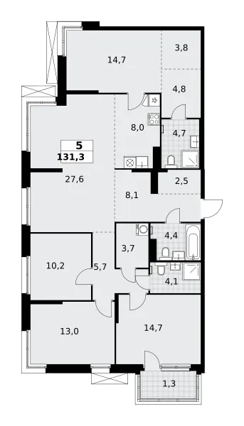 5-комн. 131,3 м²