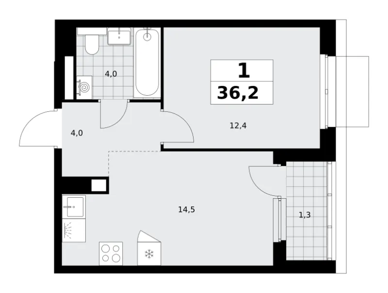 1-комн. 36.2 м²