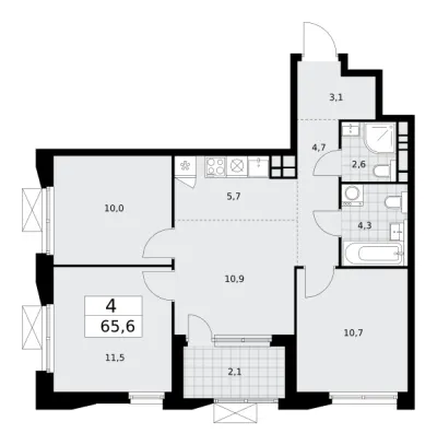 65,6 м² — планировка