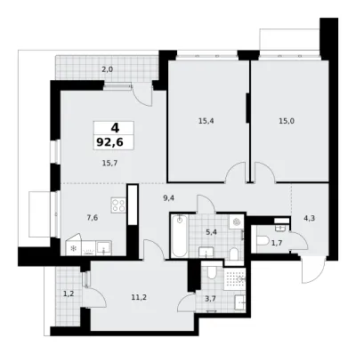 92,6 м² — планировка