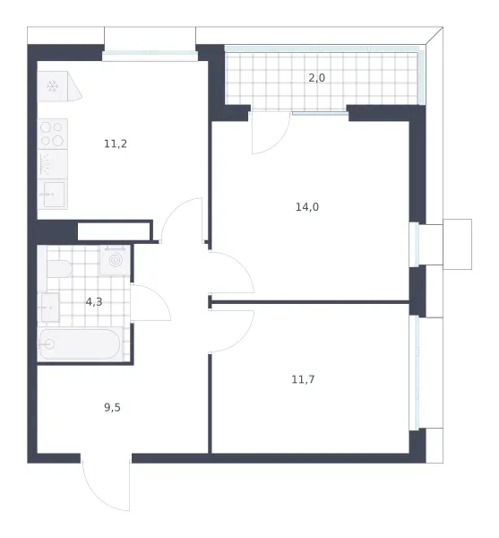 2-комн. 52.7 м²