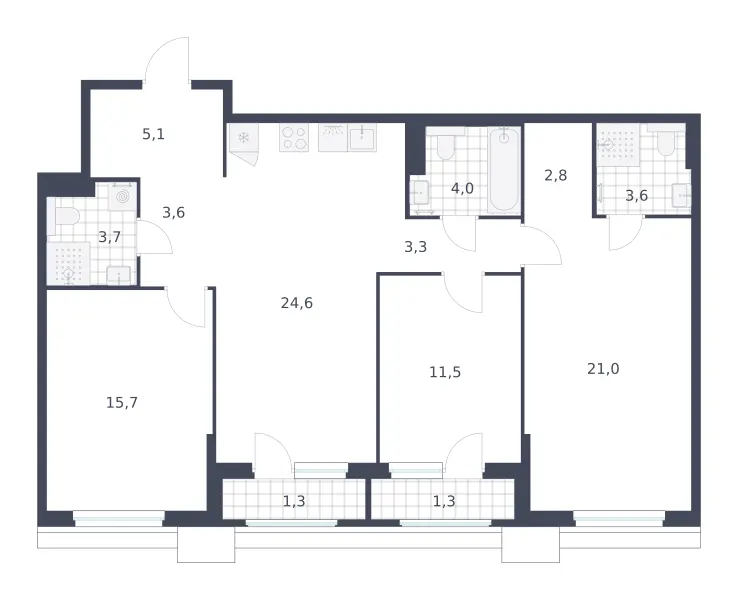 3-комн. 101.5 м²
