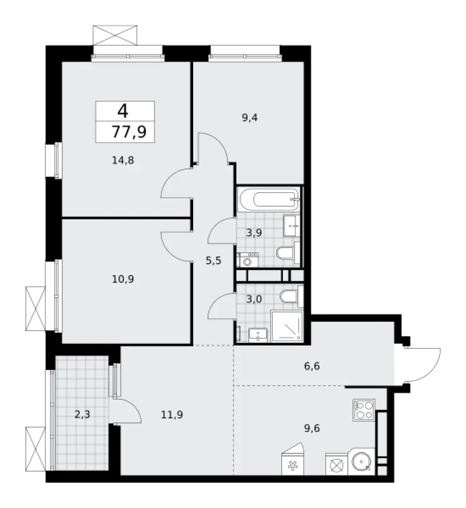 4-комн. 77,9 м²