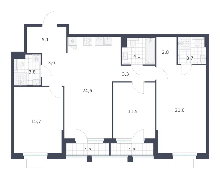 3-комн. 101.8 м²