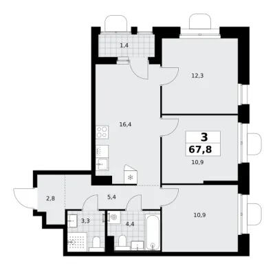 67,8 м² — планировка