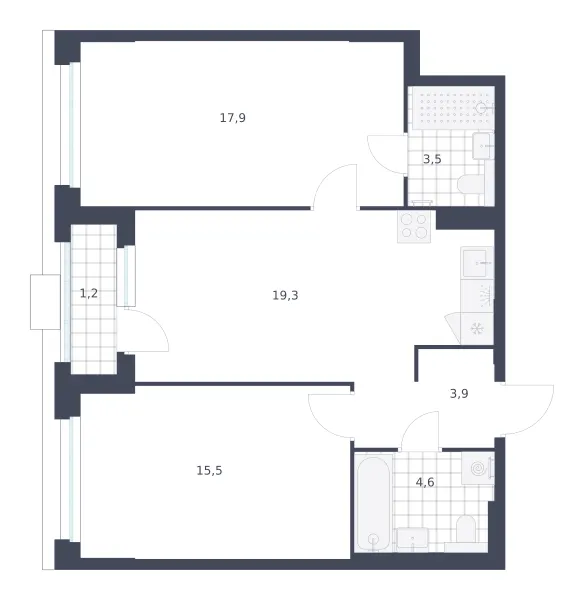 2-комн. 65.9 м²