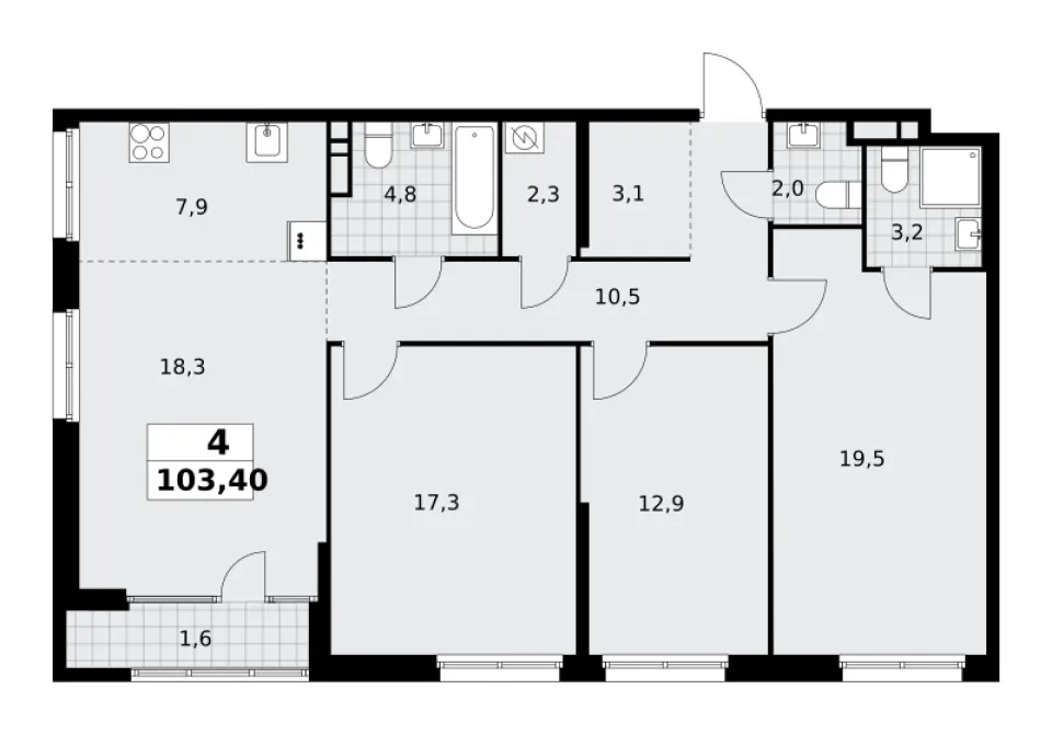 4-комн. 103,9 м²