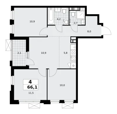 66,1 м² — планировка