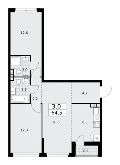 64,5 м² — планировка