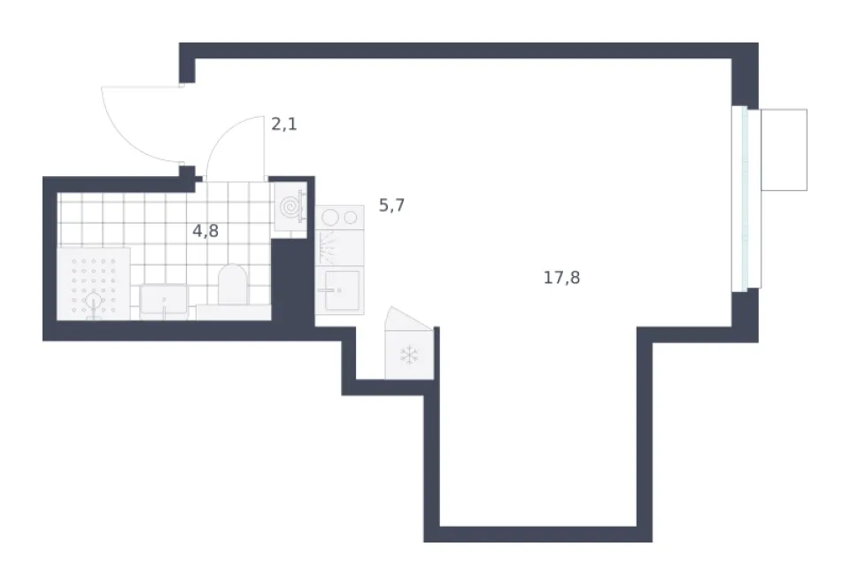 Студия 30,4 м²