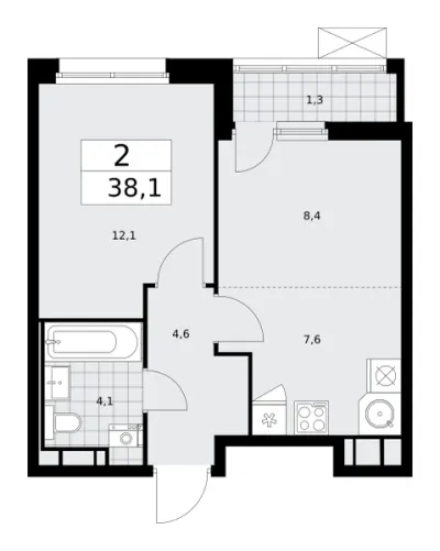 38,1 м² — планировка