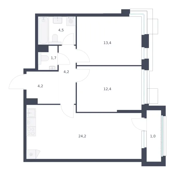 2-комн. 65.6 м²