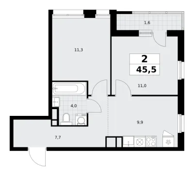 45,5 м² — планировка