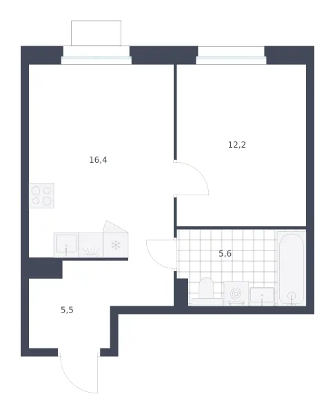 1-комн. 39.7 м²