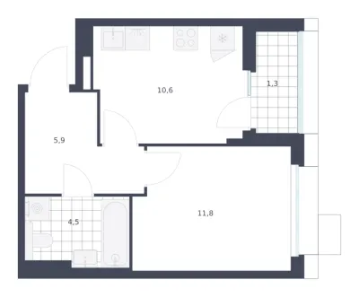 34,1 м² — планировка