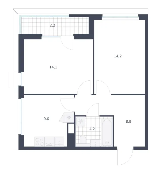 2-комн. 52.6 м²
