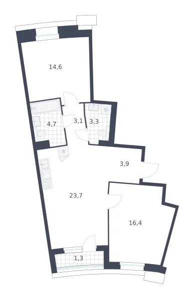 2-комн. 71 м²