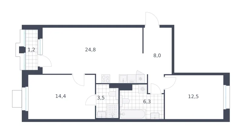 2-комн. 70.7 м²