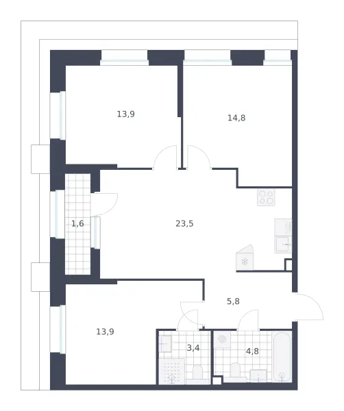 3-комн. 81.7 м²