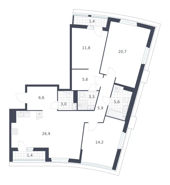 3-комн. 106.4 м²