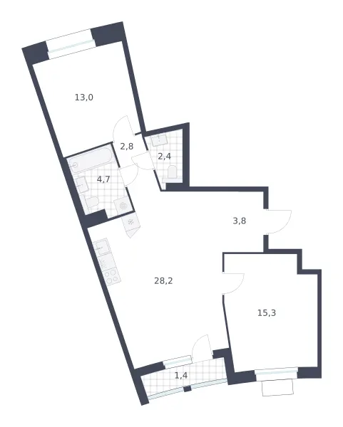 2-комн. 71.6 м²