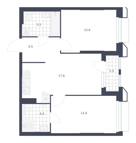 2-комн. 58.8 м²