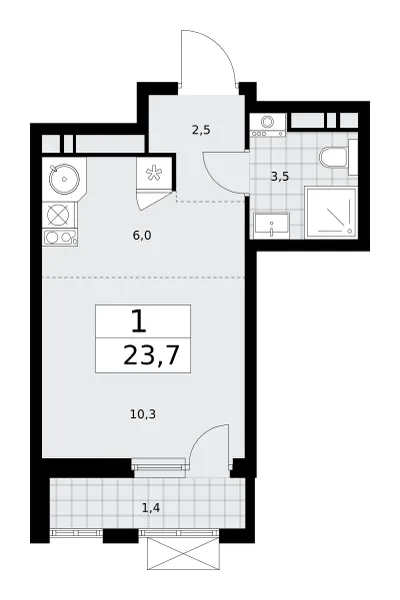 23,7 м² — планировка