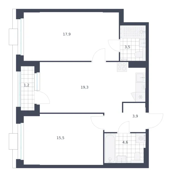 2-комн. 65.9 м²