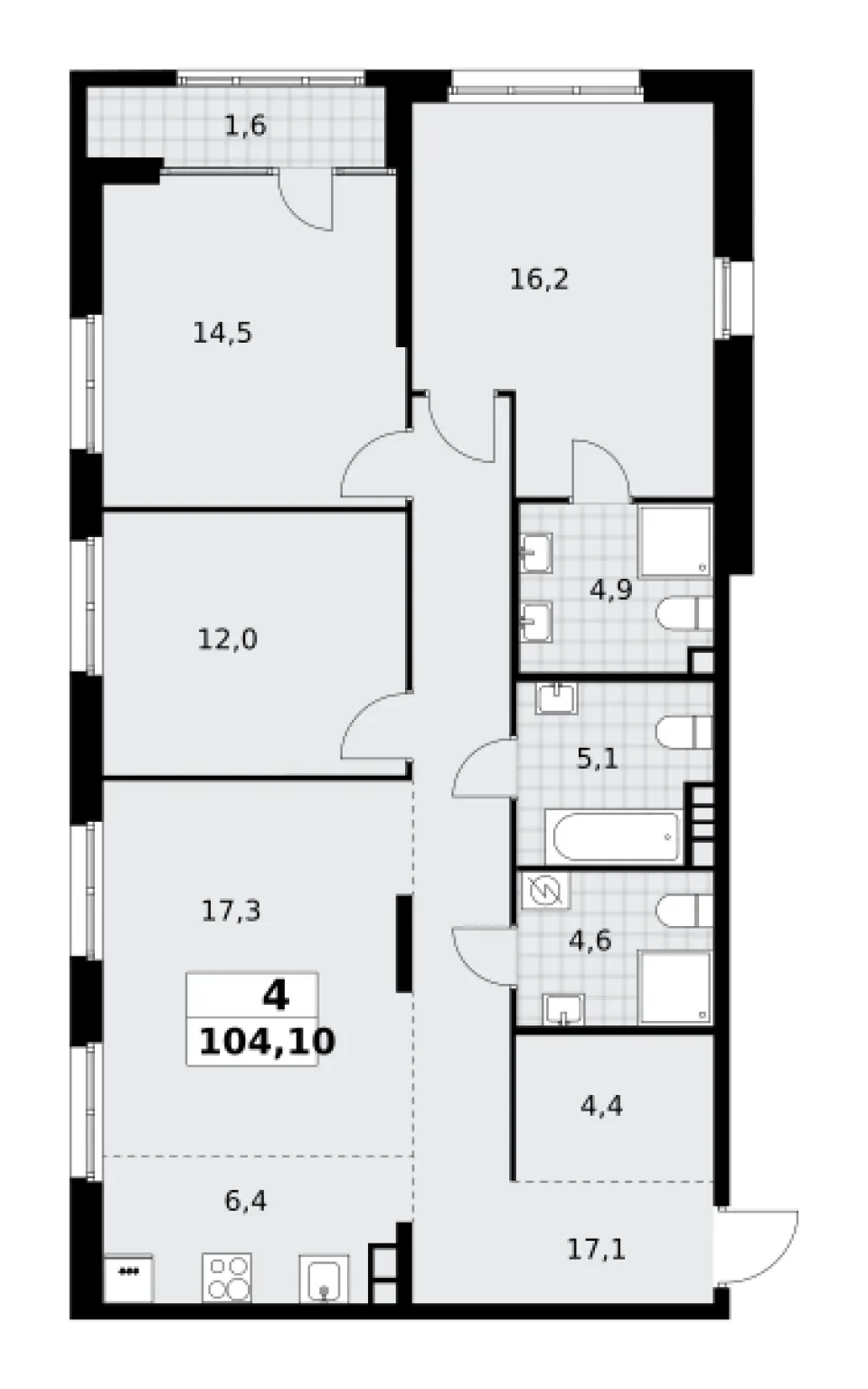 4-комн. 104,8 м²