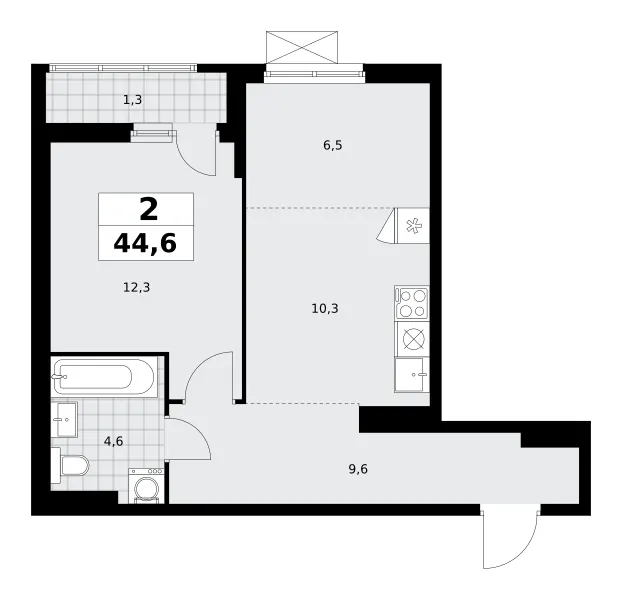 2-комн. 44.7 м²
