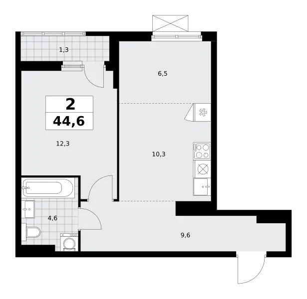 2-комн. 44.7 м²