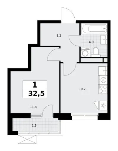 32,5 м² — планировка