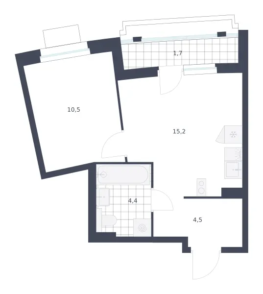 1-комн. 36.3 м²