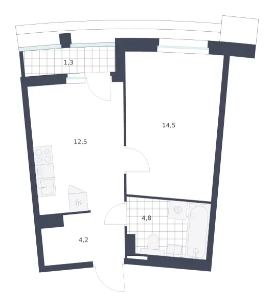 1-комн. 37.3 м²