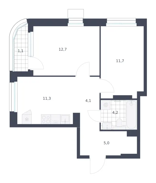 2-комн. 50.1 м²