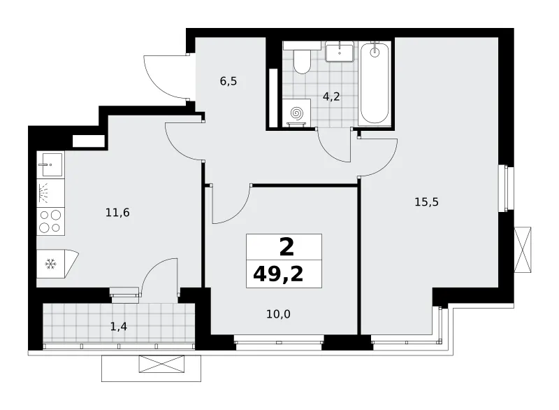 2-комн. 49.2 м²