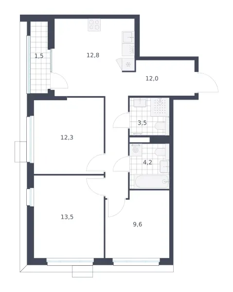 3-комн. 69.4 м²