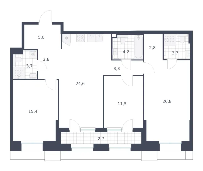 3-комн. 101.3 м²