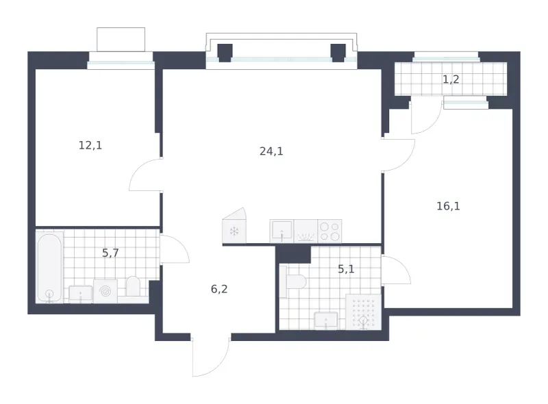 2-комн. 70.5 м²