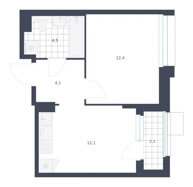 1-комн. 34.2 м²