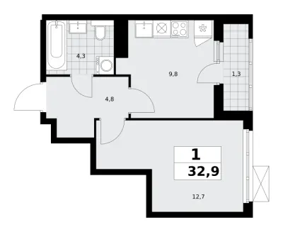 33 м² — планировка