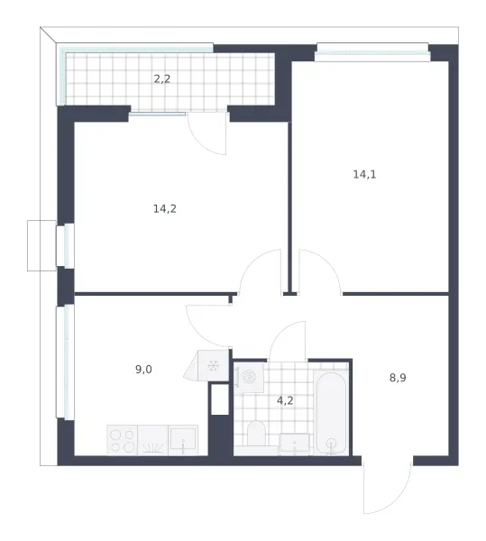 2-комн. 52.6 м²