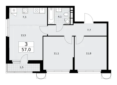 57 м² — планировка