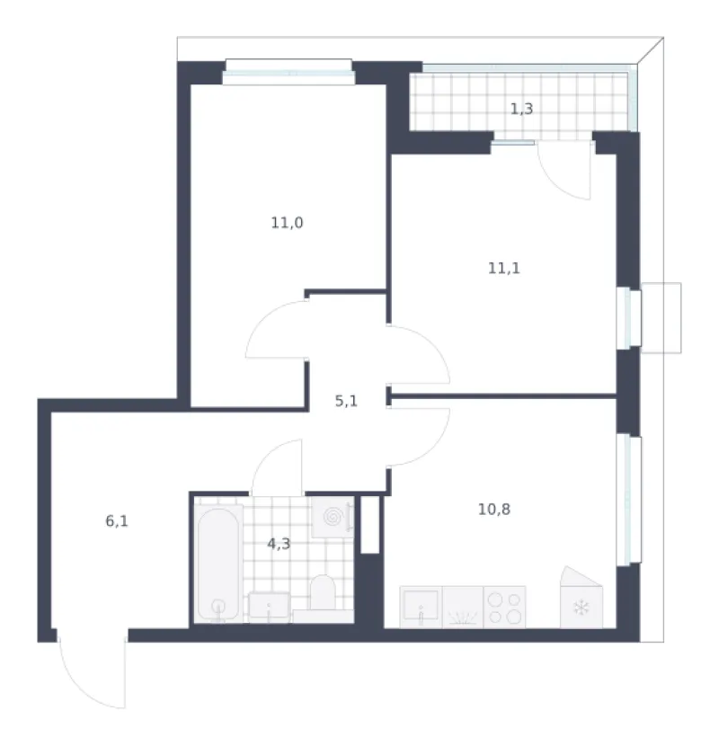 2-комн. 49.7 м²