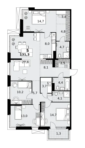 5-комн. 131,3 м²