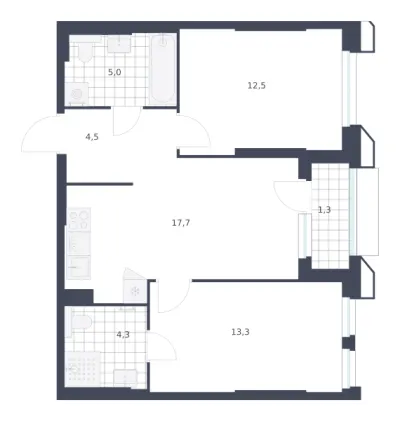 58,6 м² — планировка