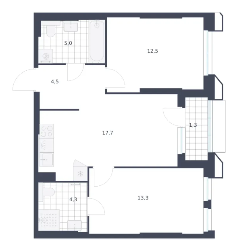 2-комн. 58.6 м²